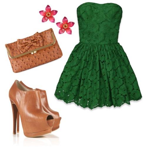 Mit was zu einem grünen Kleid zu tragen, um stilvoll und schön zu sein?